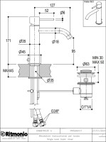 MEDIDAS MONOMANDO LAVABO DIAMETRO35S RITMONIO